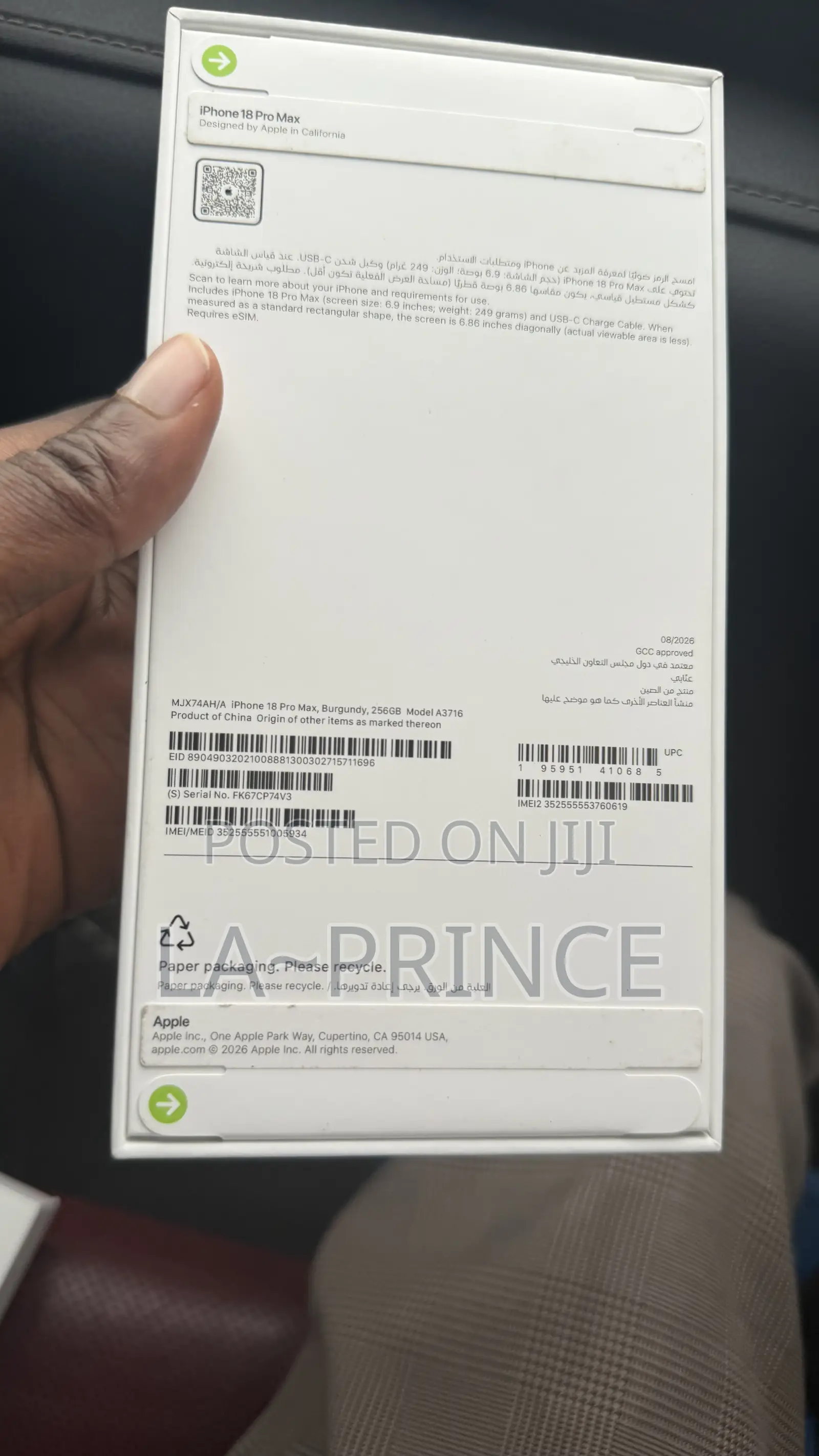 New Apple iPhone 18 Pro Max 256 GB Red