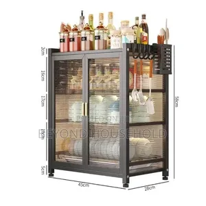 3-Tier Kitchen Dish Cabinet Dust-Proof Storage Organizer