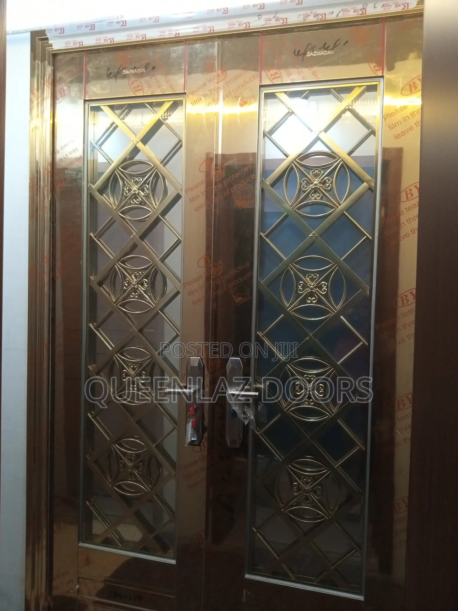 6ft Stainless Gold Glass Door