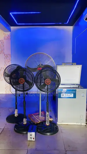 3 Small Fans, Big Ox Fan, 230Volts Stabilizer, 142Ltrs Midea Freezer