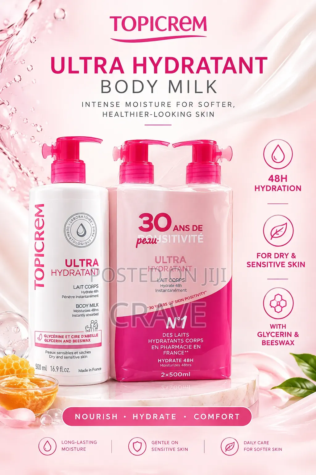 Topicrem Ultra Hydratant Body Milk – 2 × 500ml