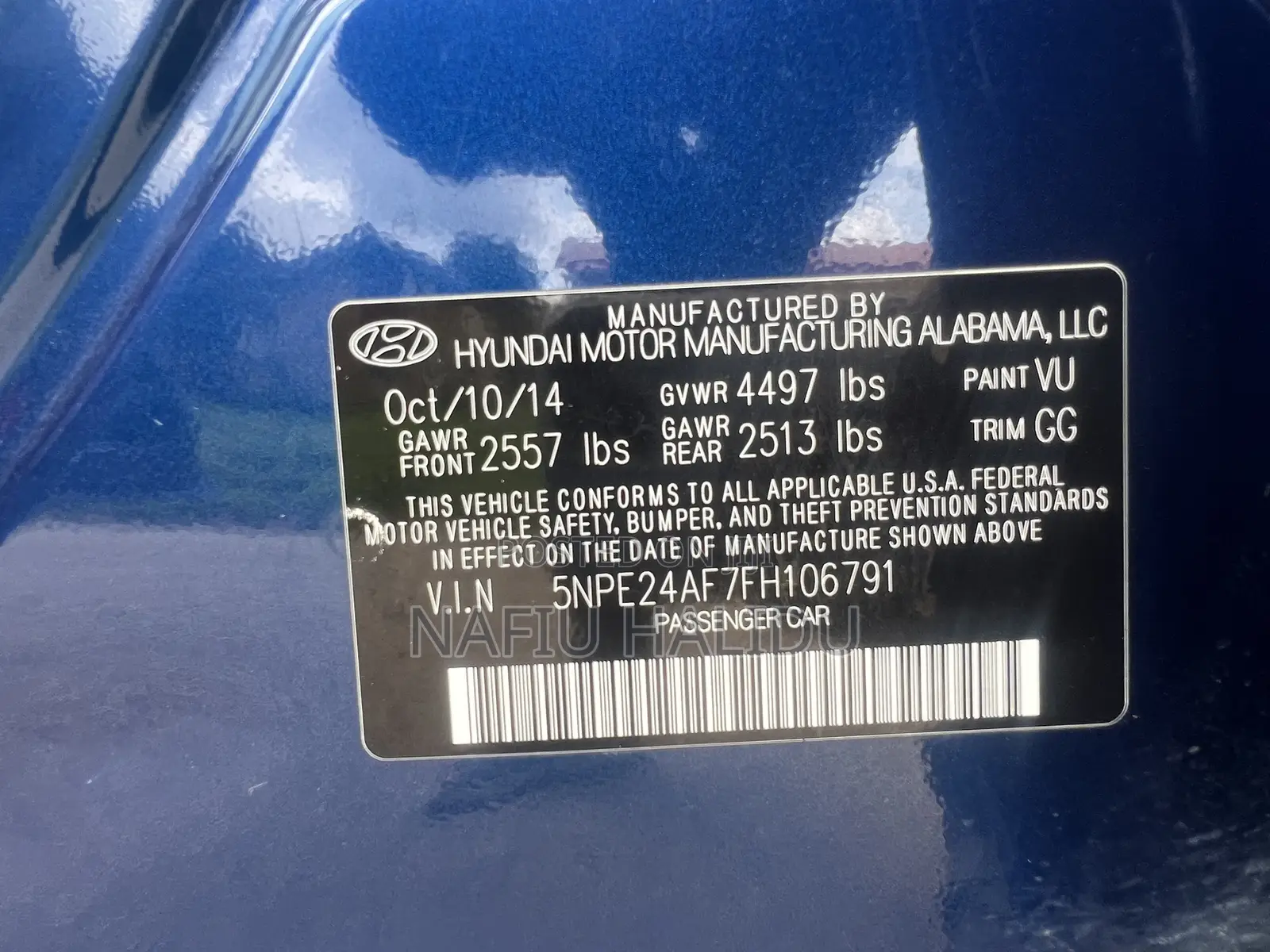 Hyundai Sonata 2015 Blue