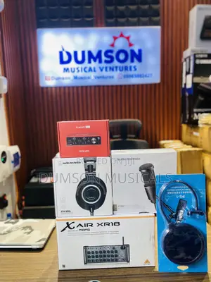 Behringer XR18, Scarlett SoundCard 2i2, M50x Headphone, At2020 Mic