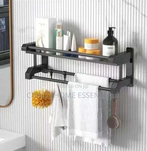 Single Layer Wall-Mounted Bathroom Storage Shelf Towel Rack