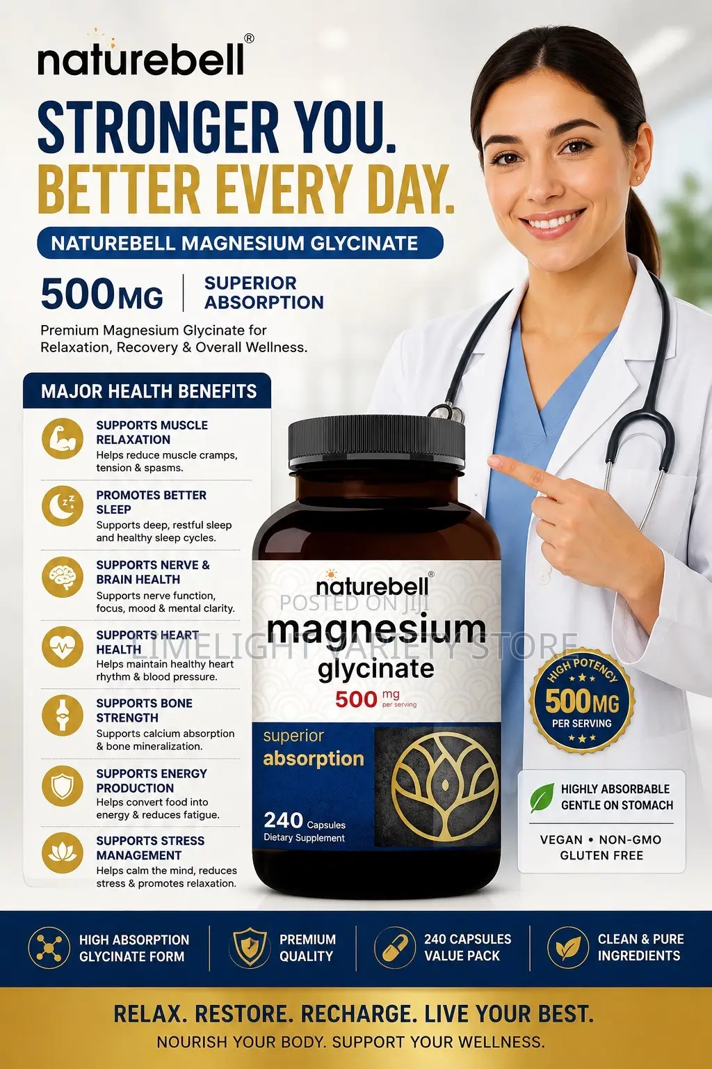Naturebell Magnesium Glycinate 500mg
