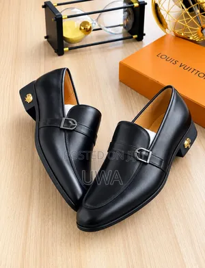 Men's Luxury Style Leather Strap Formal Shoes – Black