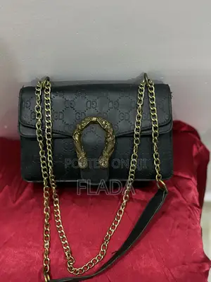 Classy Black Monogram Flap Bag With Gold Chain Snake Clasp