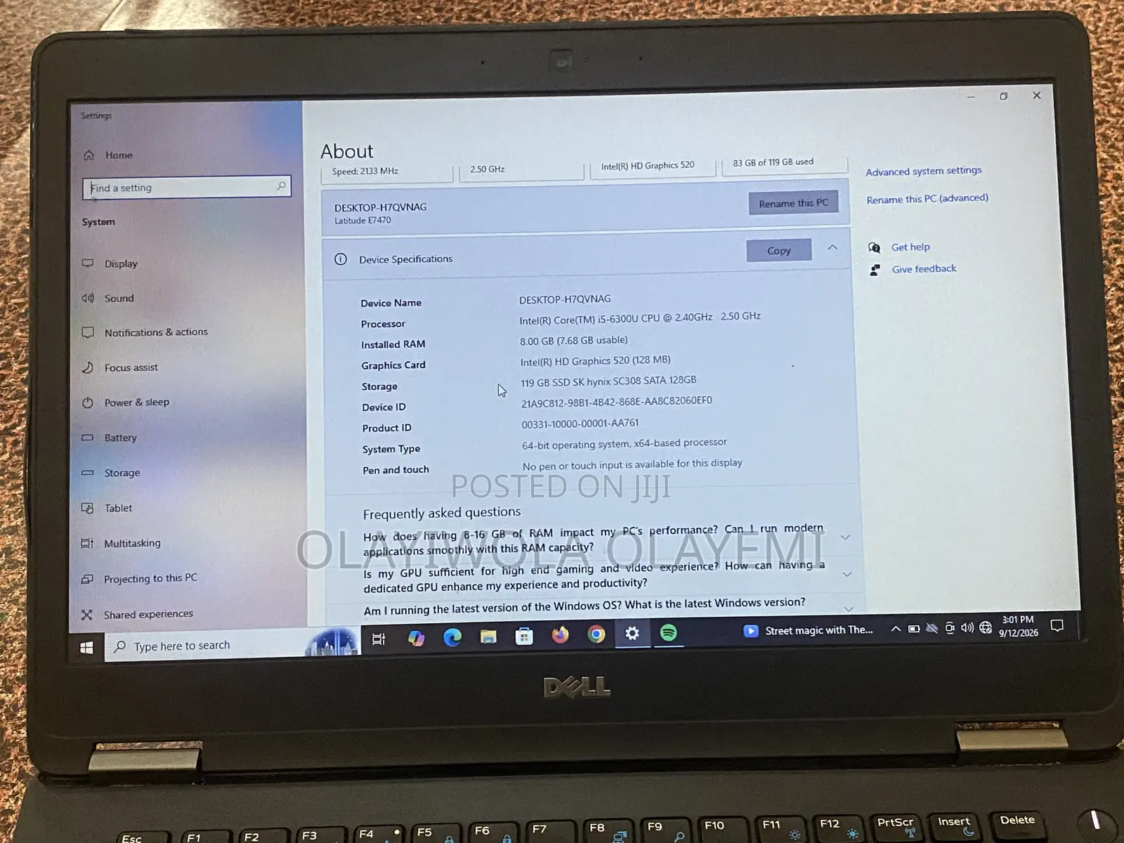 Laptop Dell Latitude E7470 8GB Intel Core i5 SSD 128GB