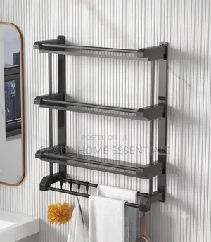 Three Layer Wall-Mounted Bathroom Storage Shelf Towel Rack
