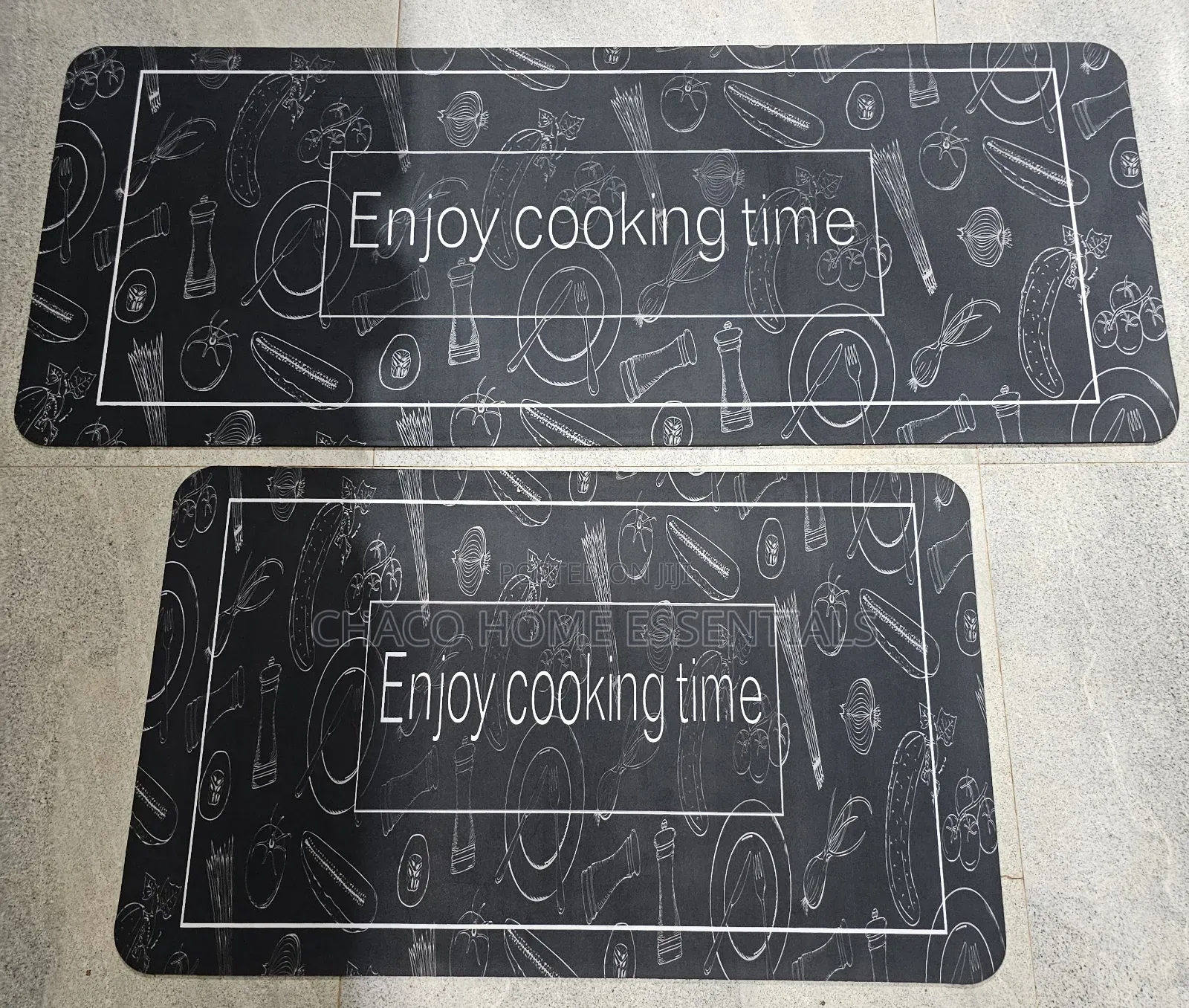 2-in-1 Non-Slip Kitchen Mat Set – Chalkboard Pattern