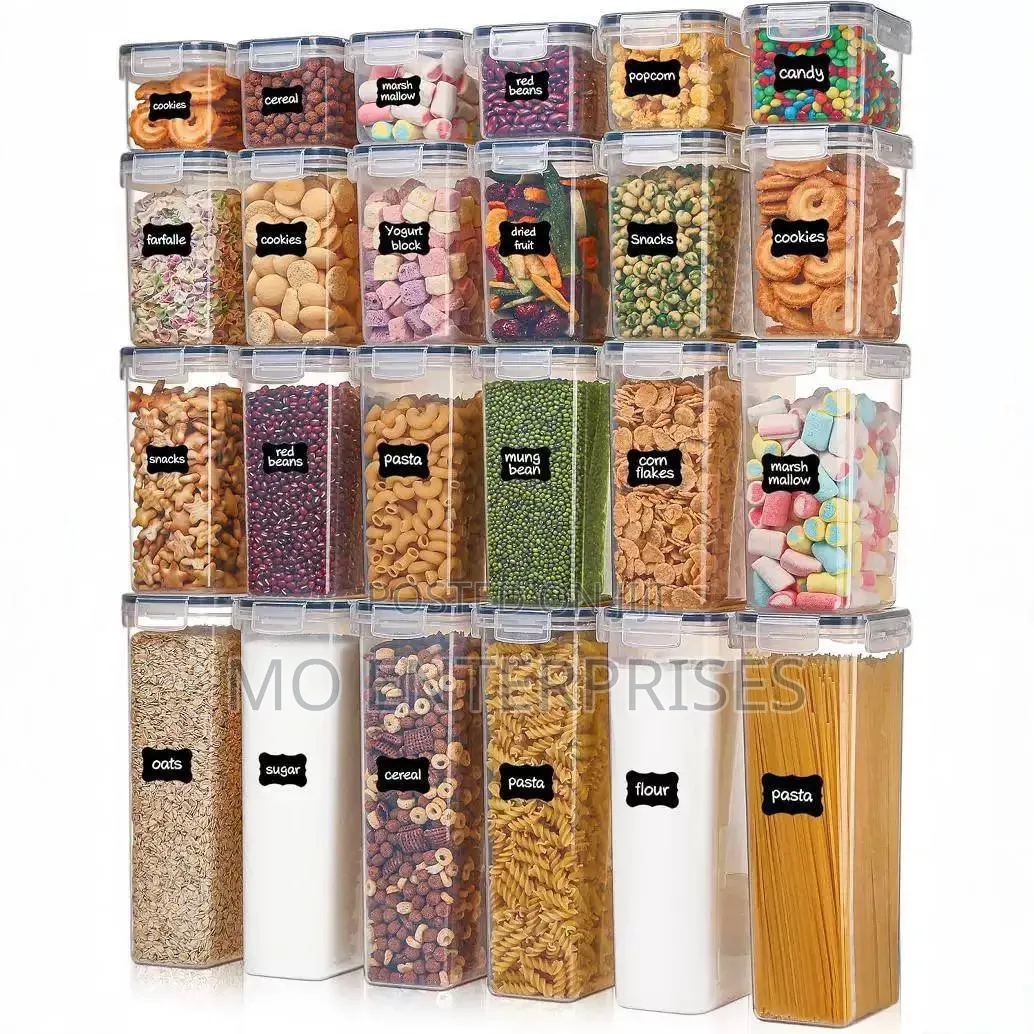 24 Pieces Storage Container With Label Stickers and Measuring Spools
