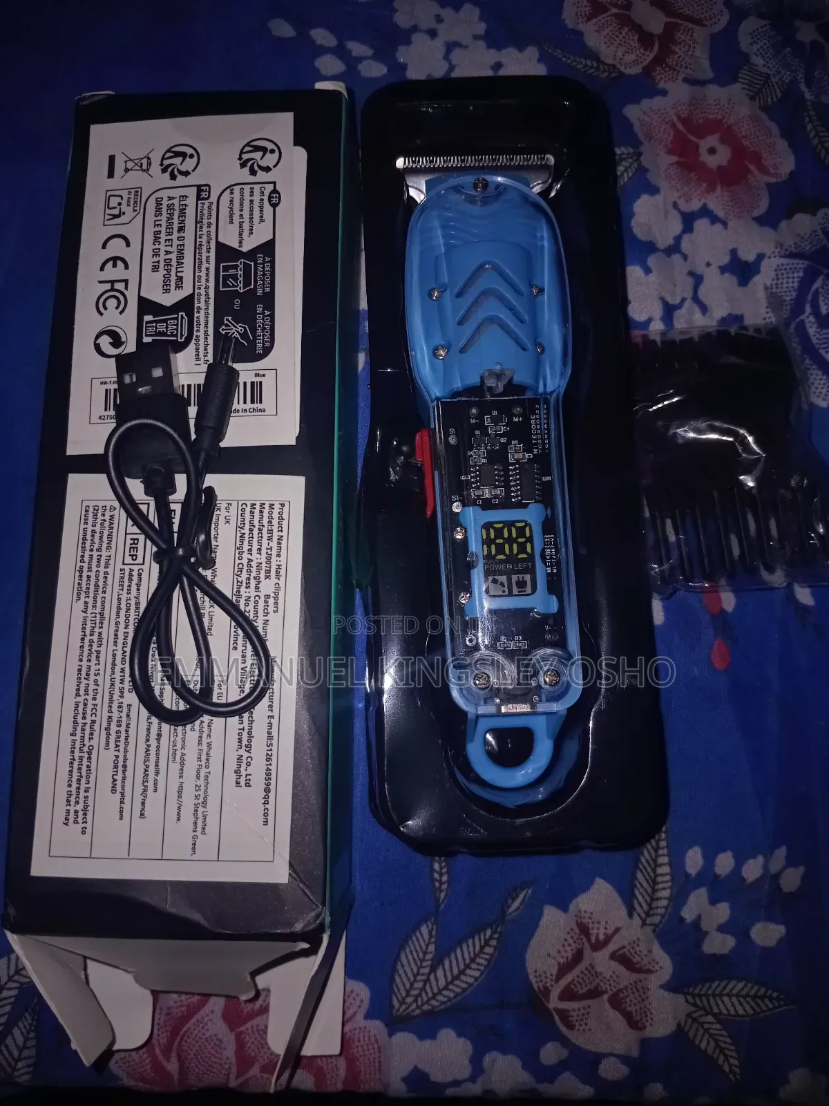 Rechargeable Hair Clipper + Accessories + Charging Cable