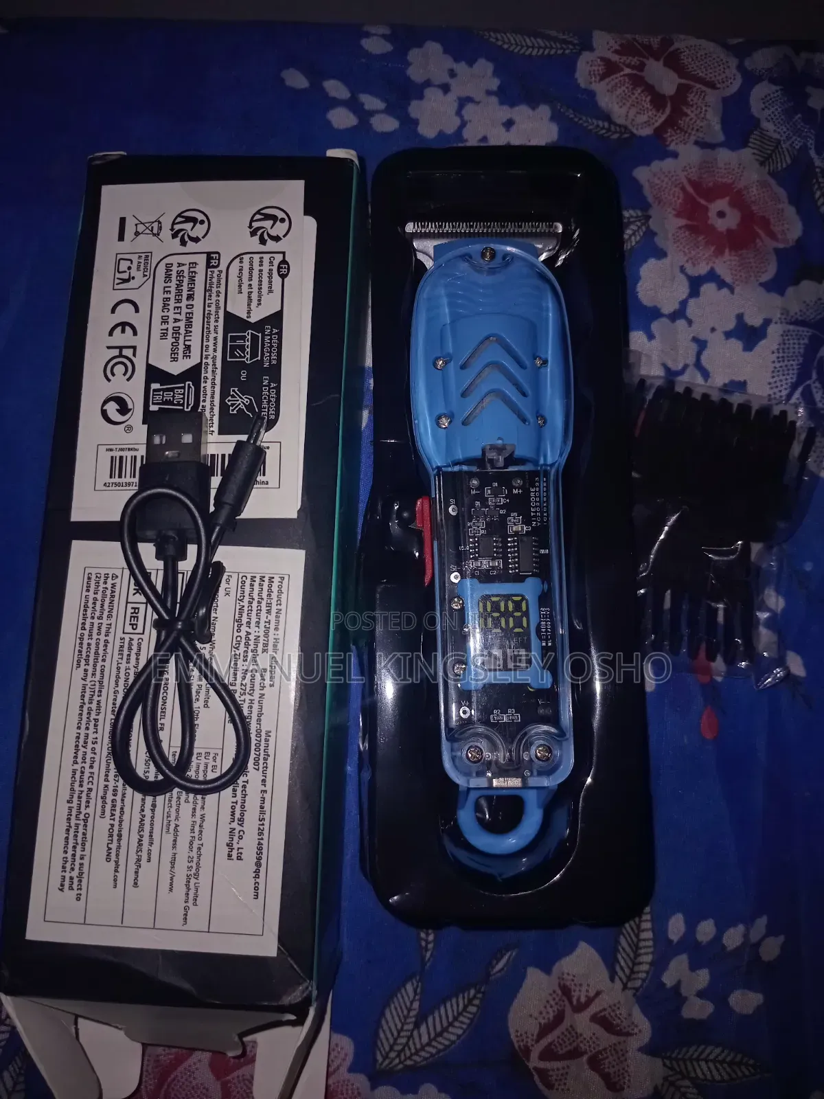 Rechargeable Hair Clipper + Accessories + Charging Cable
