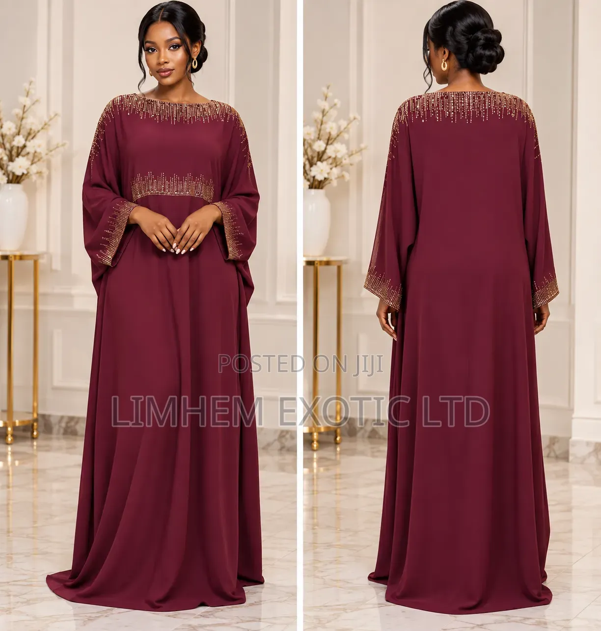 Elegant Burgundy Abaya