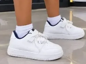 Kids' Nike Air Force White Leather Velcro Sneakers