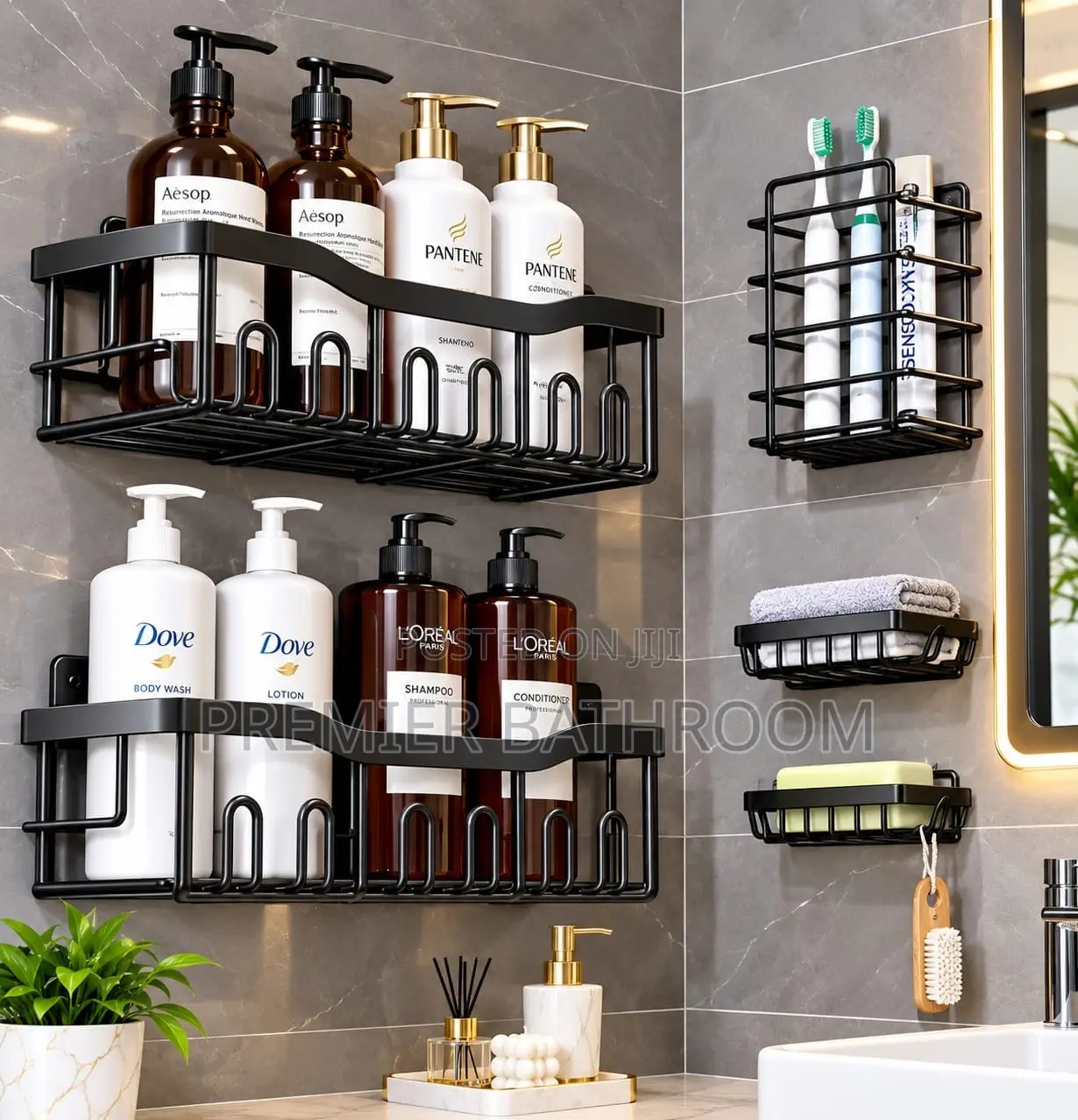 Black Bathroom Shelves