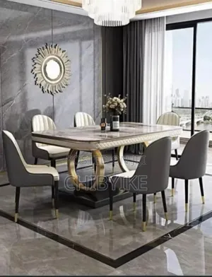 Luxury Marble Dining Set by 6 With 6 Seater Chairs