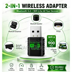 2 in 1 WiFi 6 and Bluetooth Wireless Network Adapter USB Dongle