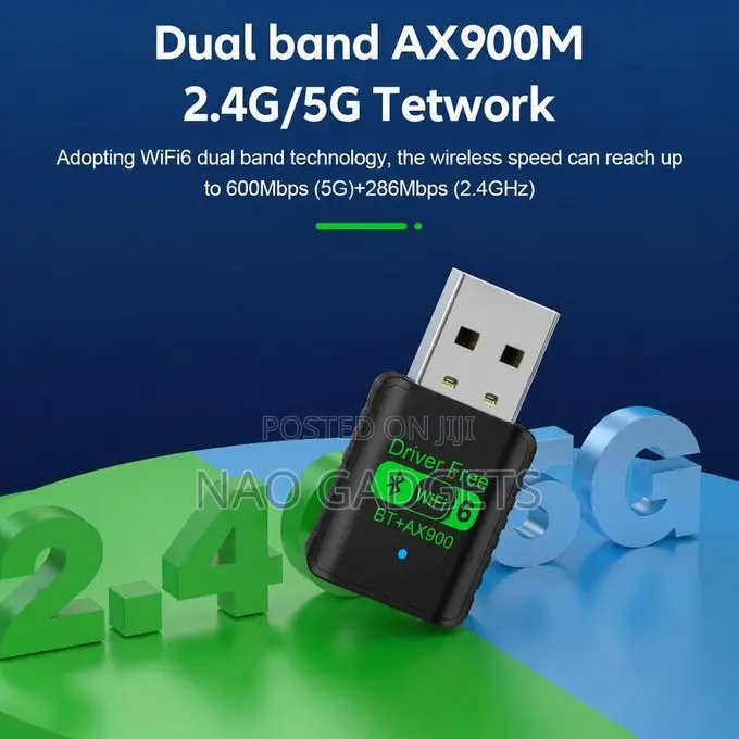 2 in 1 WiFi 6 and Bluetooth Wireless Network Adapter USB Dongle