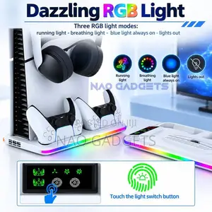 PS5 Console Cooling Stand With RGB Light, PS5 Controller Charger