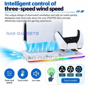 PS5 Console Cooling Stand With RGB Light, PS5 Controller Charger