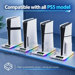PS5 Console Cooling Stand With RGB Light, PS5 Controller Charger