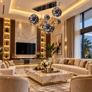 Elegant Minimalist Sitting Room Chanderlier