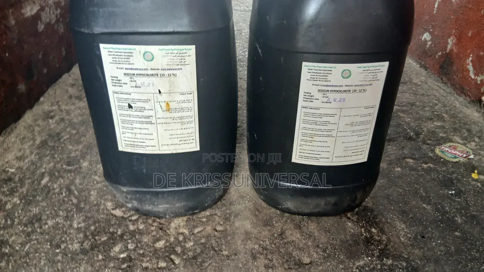 Sodium Hypochlorite 12% - Chlorine Bleach - Swimming Pool Treatment -