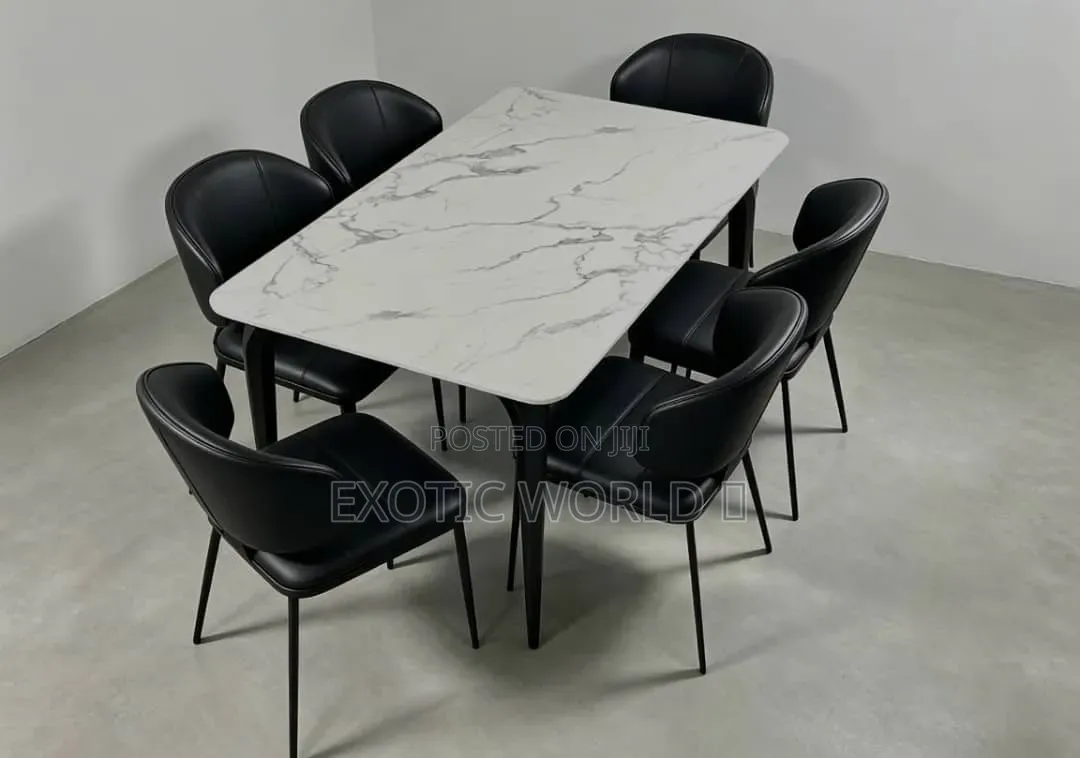 Luxury Black Marble Dining Table With 6 Chairs