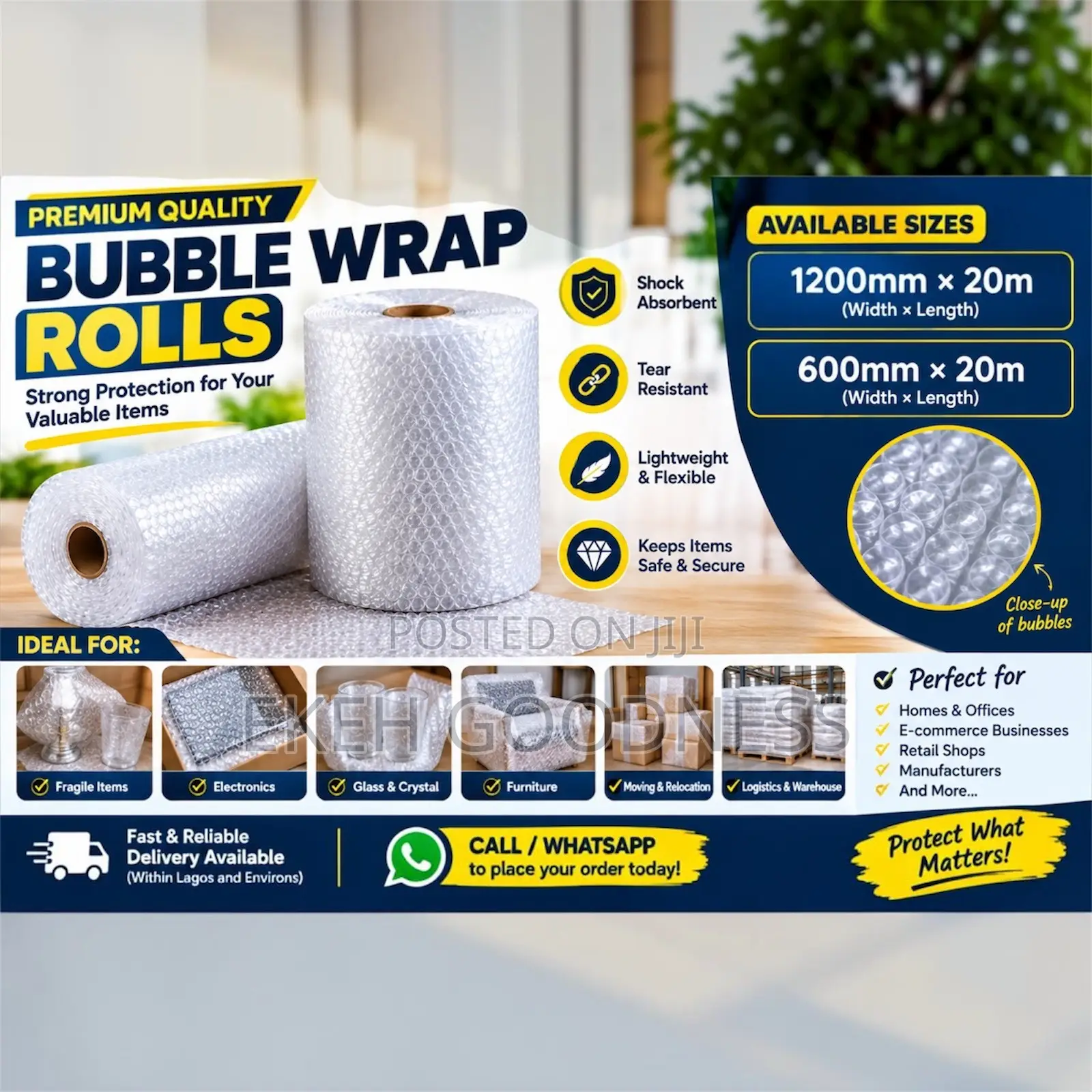 Bubble Wrap Roll 1200mm × 20m 600mm × 20m | Packaging Material