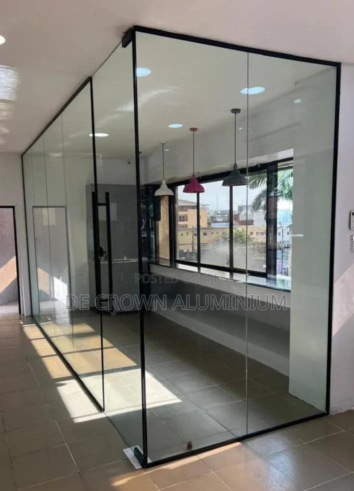10mm Tempered Glass Office Partition | Black Frame Accessories | Gla
