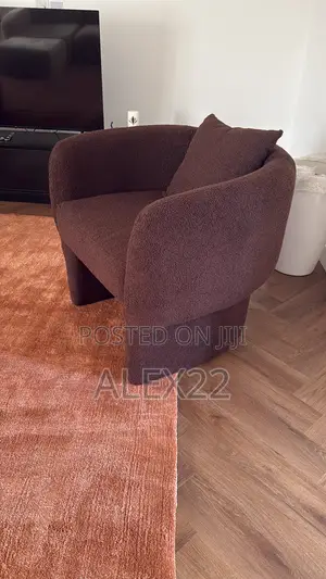 Brown Boucle Accent Chair