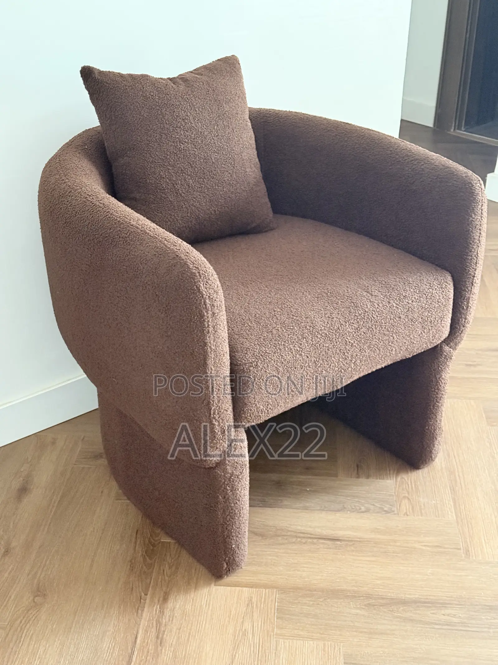 Brown Boucle Accent Chair