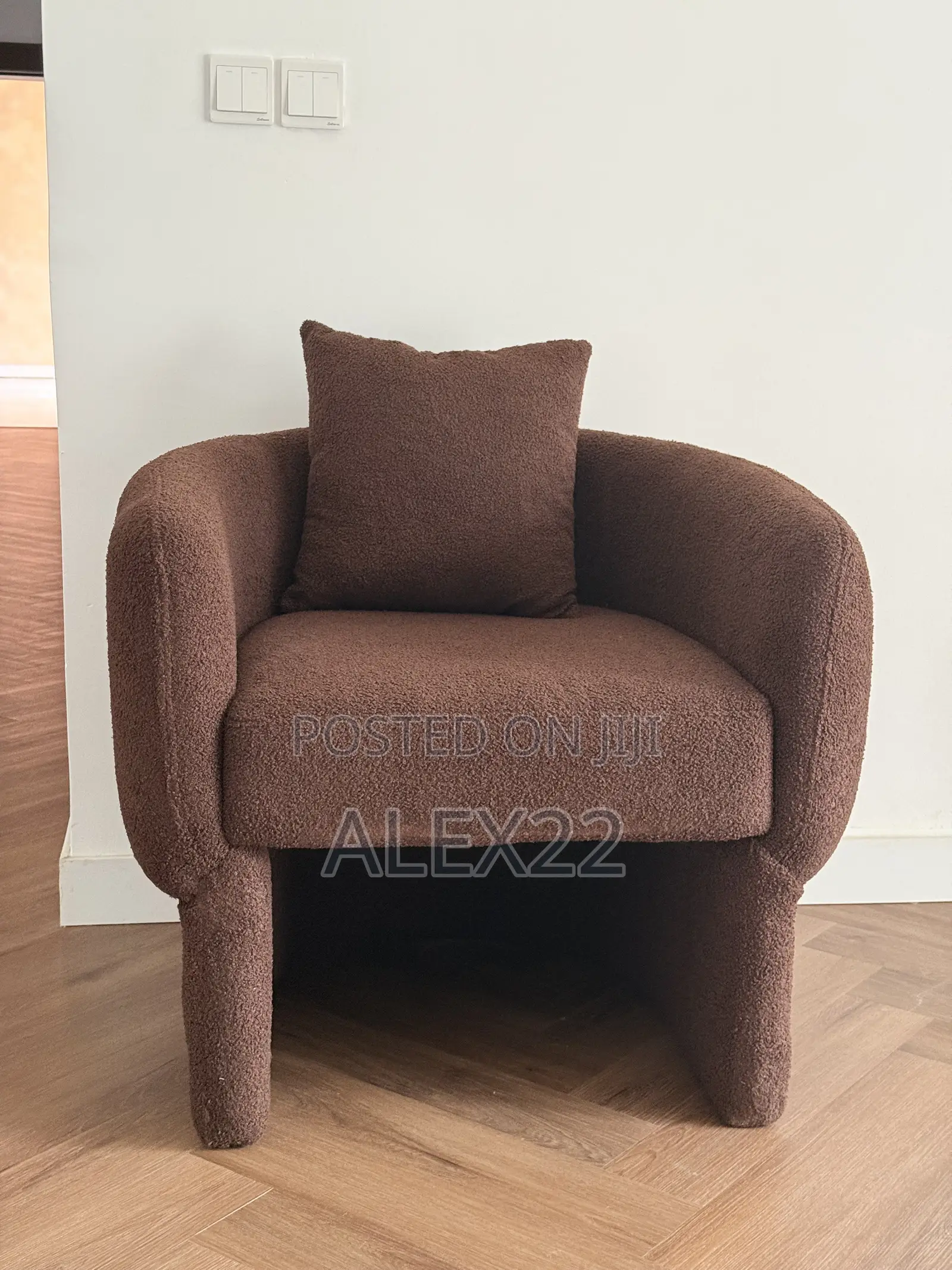 Brown Boucle Accent Chair