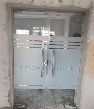 10mm Tempered Glass Entrance Door | Half Frosted Frameless Glass Door
