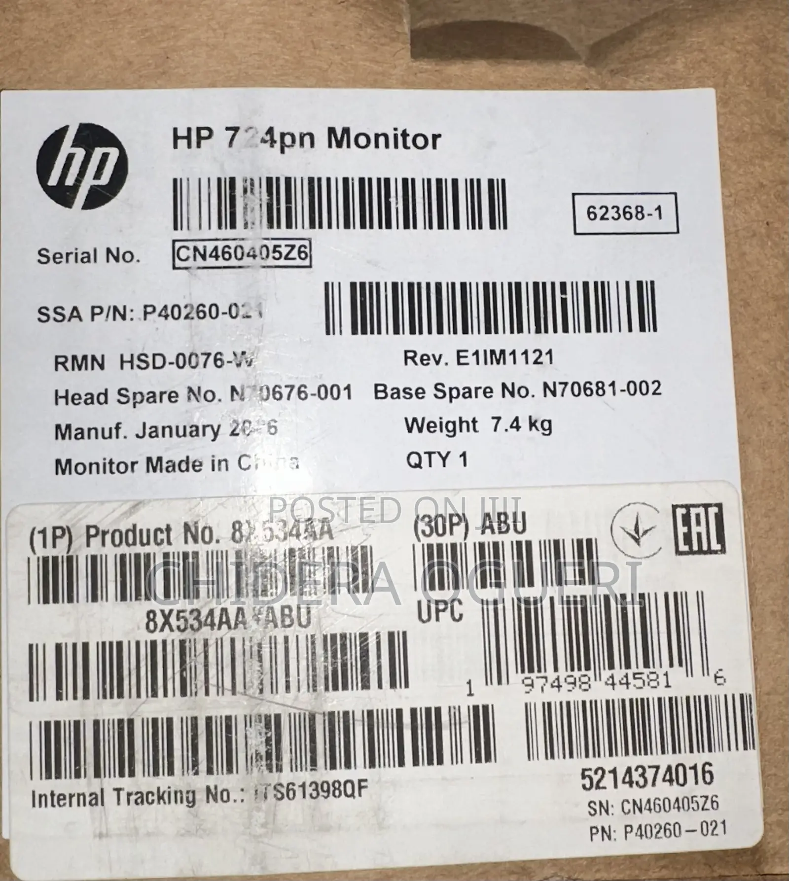 HP SERIES 7 Pro 724 Pin