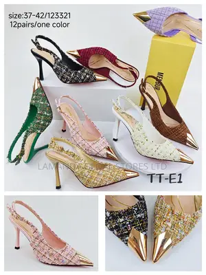 Aaron Sm Gold-Toe Tweed Stiletto Slingbacks