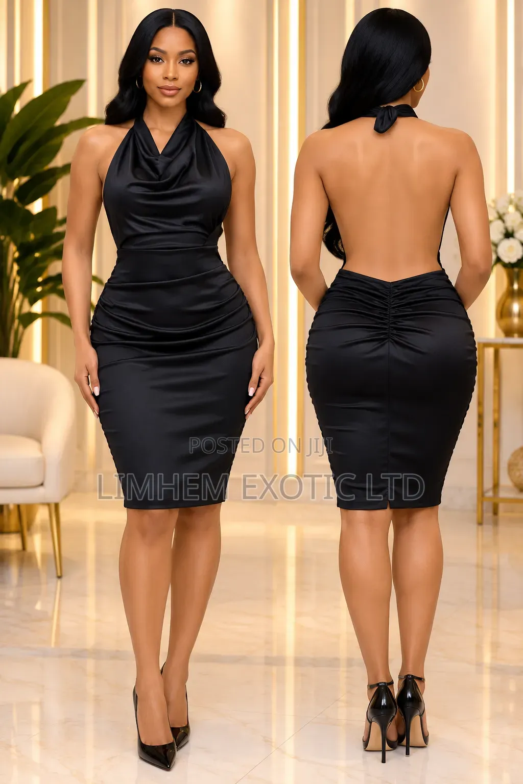 Backless Metallic Mini Dress