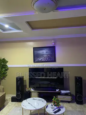 Executive TV Stand With Cabinets and Open Console Shelf