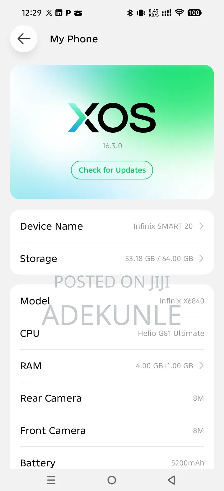 Infinix Smart 20 64 GB Blue
