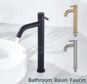 Quality Long Neck Single Basin Tap , Black, Gold Chrome