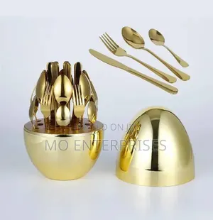 24Pcs Luxury Stainless Steel Cutlery Egg-Shaped Storage