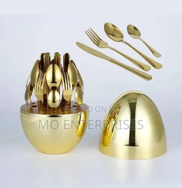 24Pcs Luxury Stainless Steel Cutlery Egg-Shaped Storage