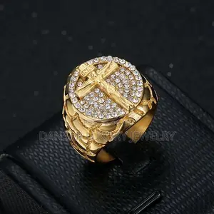 Cross Rhinestone Ring for Men