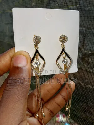 Celestria Crystal Drop Gold Plated Tassel Earrings