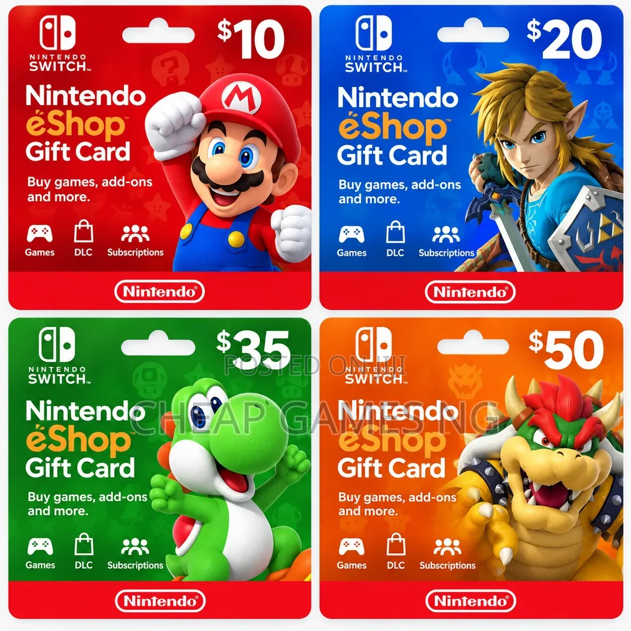 Nintendo Switch eShop Gift Cards $10 - $50