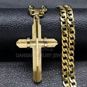 Bold Cross Pendant and Gold Chain for Men