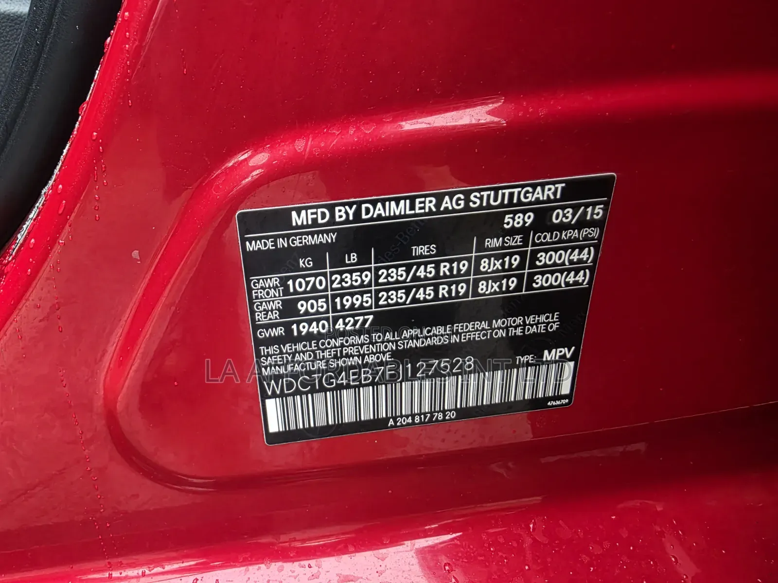 Mercedes-Benz GLA 250 2015 Red