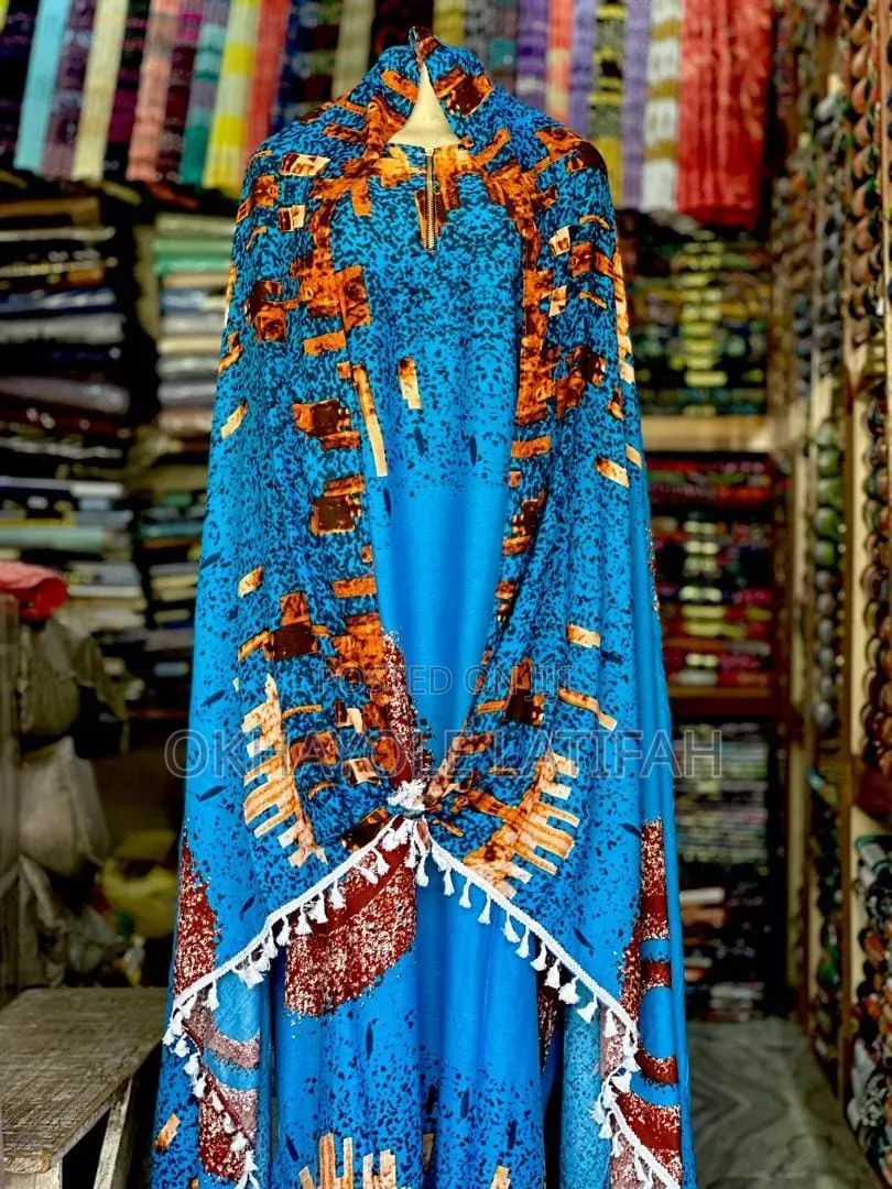 Adire Gown With Scarf