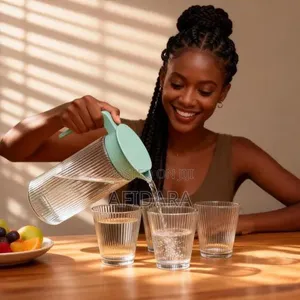5-Piece Large Glass Water Pitcher Set With 4 Cups and Gift Box